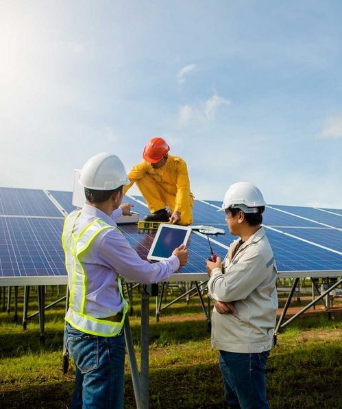 DNP North Electrical Team Installing Solar Panels on Site